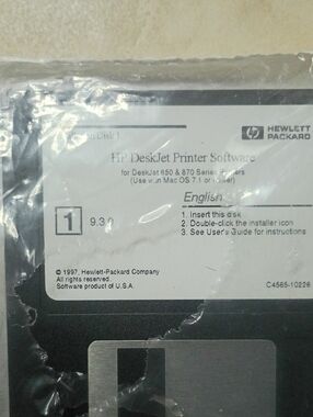 HP DeskJet Printer Software Disk - Black Floppy